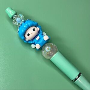 Handmade Blue Angel Beaded Pen